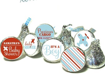 AIRPLANE Theme Baby Shower kiss stickers ~ for Hershey's Kisses® Chocolate - Baby Shower