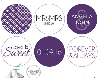 108 - Love is Sweet Sticker's for Hershey's Kisses® Wedding Stickers - Circle pattern .75 inch round