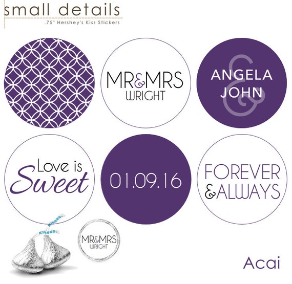 108 - Love is Sweet Sticker's for Hershey's Kisses® Wedding Stickers - Circle pattern .75 inch round Il_570xn