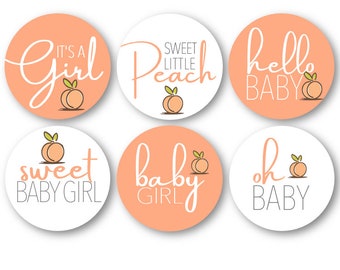 SWEET PEACH Baby Shower kiss stickers ~ Fits individually wrapped Chocolate and other Candy-