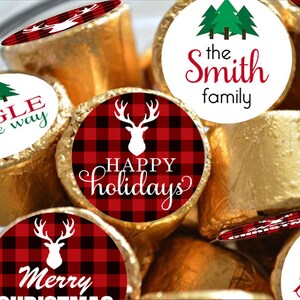 CHRISTMAS Plaid kiss stickers fits individually wrapped Chocolate Chocolate stickers image 3