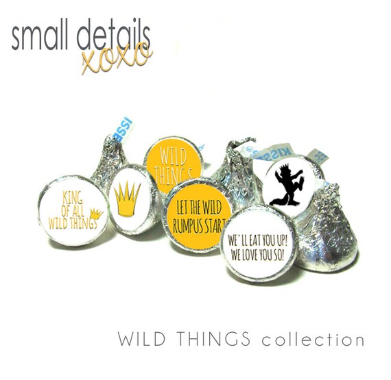 WHERE the WILD THINGS are inspired stickers ~ for Hershey's Kisses® Chocolate - Birthday - Baby Shower Il_570xn
