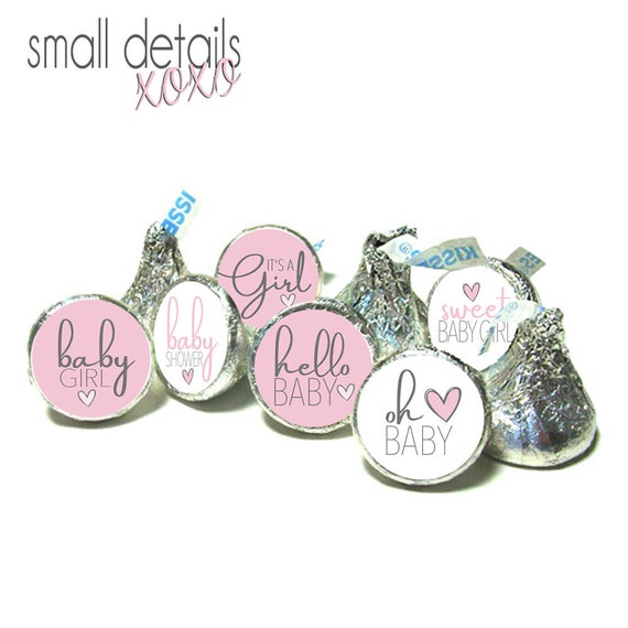 IT'S A GIRL Baby Shower stickers ~Fits Hershey's Kisses® Chocolate and other Candy- Pink Il_570xn