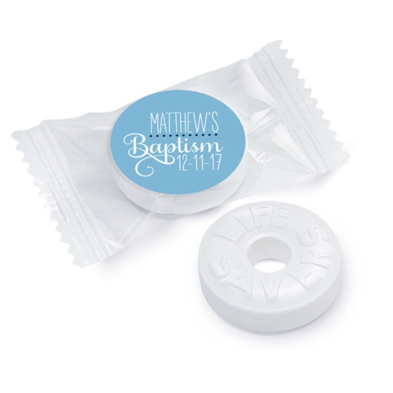 BAPTISM blue kiss kiss stickers Child of God kiss stickers fits individually wrapped Chocolate 108 stickers image 4