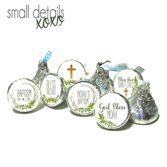 BAPTISM Greenery Leaf kiss stickers - Child of God kiss stickers ~ for Hershey's Kisses® Chocolate (108 stickers) Il_570xn