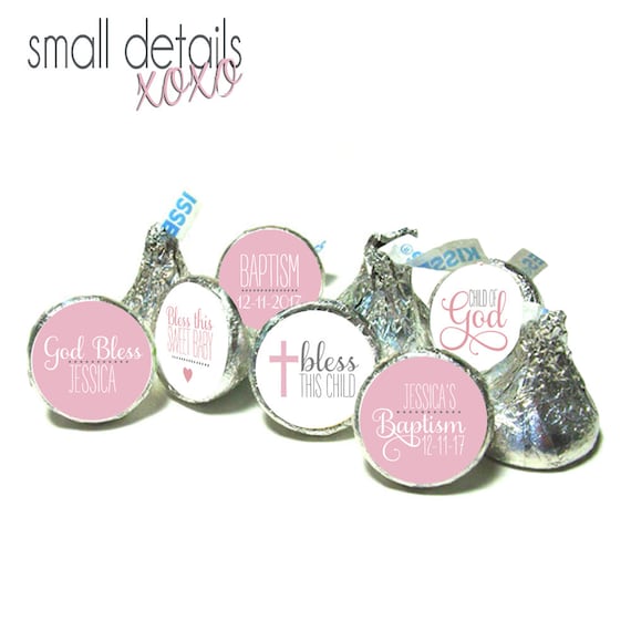 BAPTISM Pink kiss stickers - Child of God kiss stickers ~ for Hershey's Kisses® Chocolate (108 stickers) Il_570xn