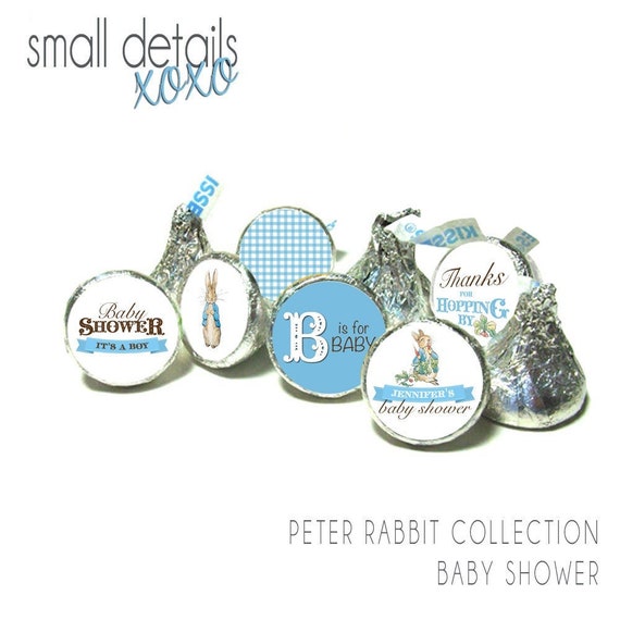 PETER RABBIT baby shower kiss kiss stickers - Beatrix Potter kiss stickers ~ fits individually wrapped Chocolate Chocolate (108 stickers) Il_570xn