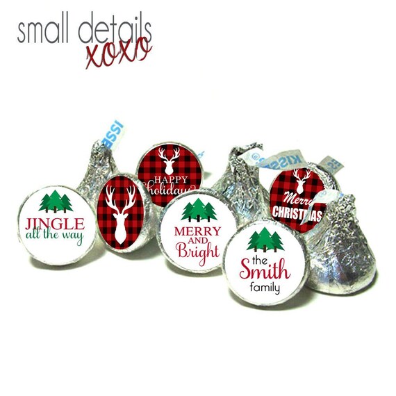 Drink and be Merry Eat 108 Christmas Hershey Kiss Stickers 