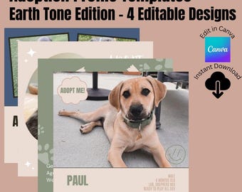 Editable Adoption Canva Template IG Pet Post Template Dog Adoption Flyer cat adoption profile Foster Pet Template Animal Rescue