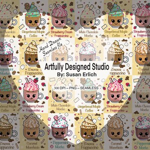 Tazas de café surtidas kawaii, archivo digital