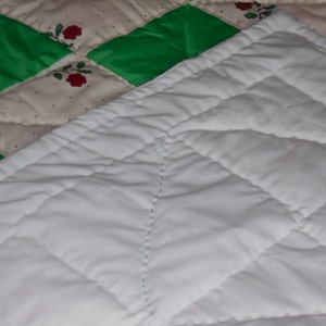 Throw Quilt, Double Irish Chain Green & White Flower Bed Quilt, image 5