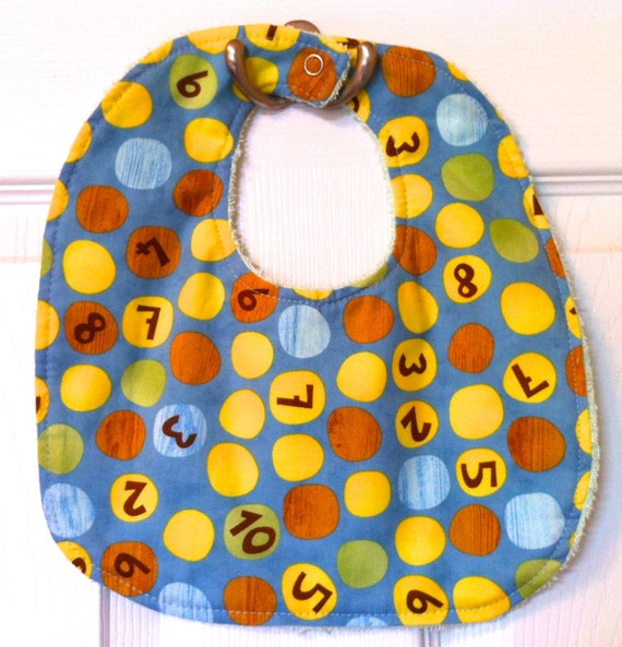 Items similar to NUMBERS ON BLUE bib. Baby bib. Toddler bib. Good for