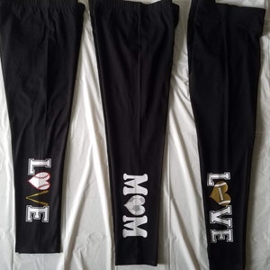 Football LOVE Leggings | Football Mom Leggings | Football Leggings | Black Sport Leggings