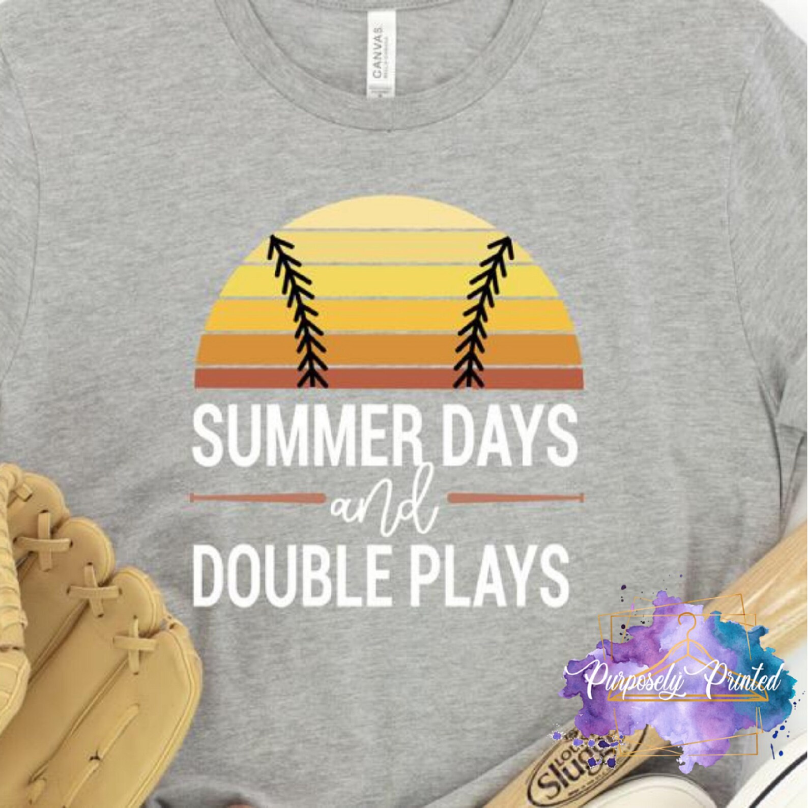 YourTops Women's Retro Baseball T-Shirt - 'Summer Days And Double Plays' Design, Cotton Blend