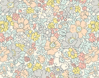 Liberty The Cottage Garden Cosmos Meadow Natural Fabric - Liberty 100% Cotton Quilting Fabric