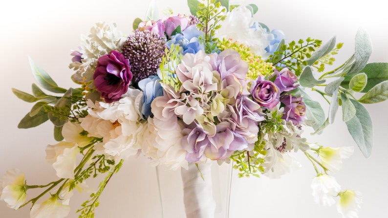 Purple Bridal Bouquet Lavender Purple And Blue Wedding Etsy