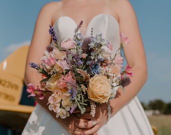 Wildflower Bouquet, Spring Wildflowers Bridal Bouquet, Summer Wedding Bouquet Set, Bridal Flowers Bouquet, Pastel Wedding Flowers Bouquet