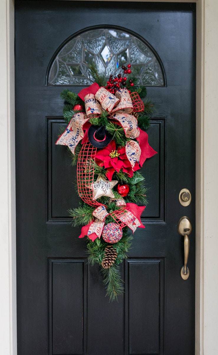 Texas Wreath Swag Holiday Door Swag Christmas Teardrop | Etsy