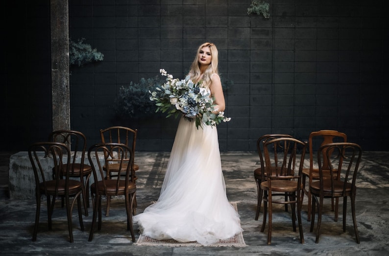 Blue Bridal Bouquet, Classic Blue Wedding Bouquet, Blue and White Silk Floral Bouquet Set, Bouquet and Boutonniere Wedding Package image 7