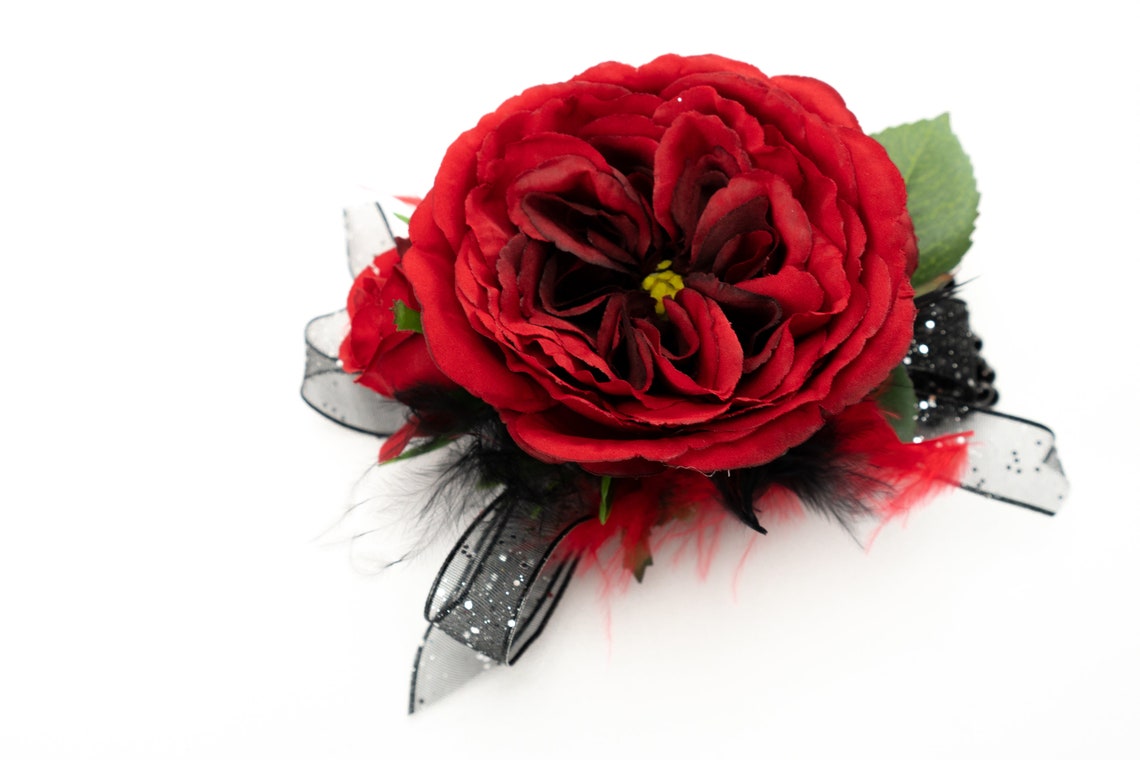 Black and Red Prom Corsage Homecoming Corsage Rose Wrist - Etsy