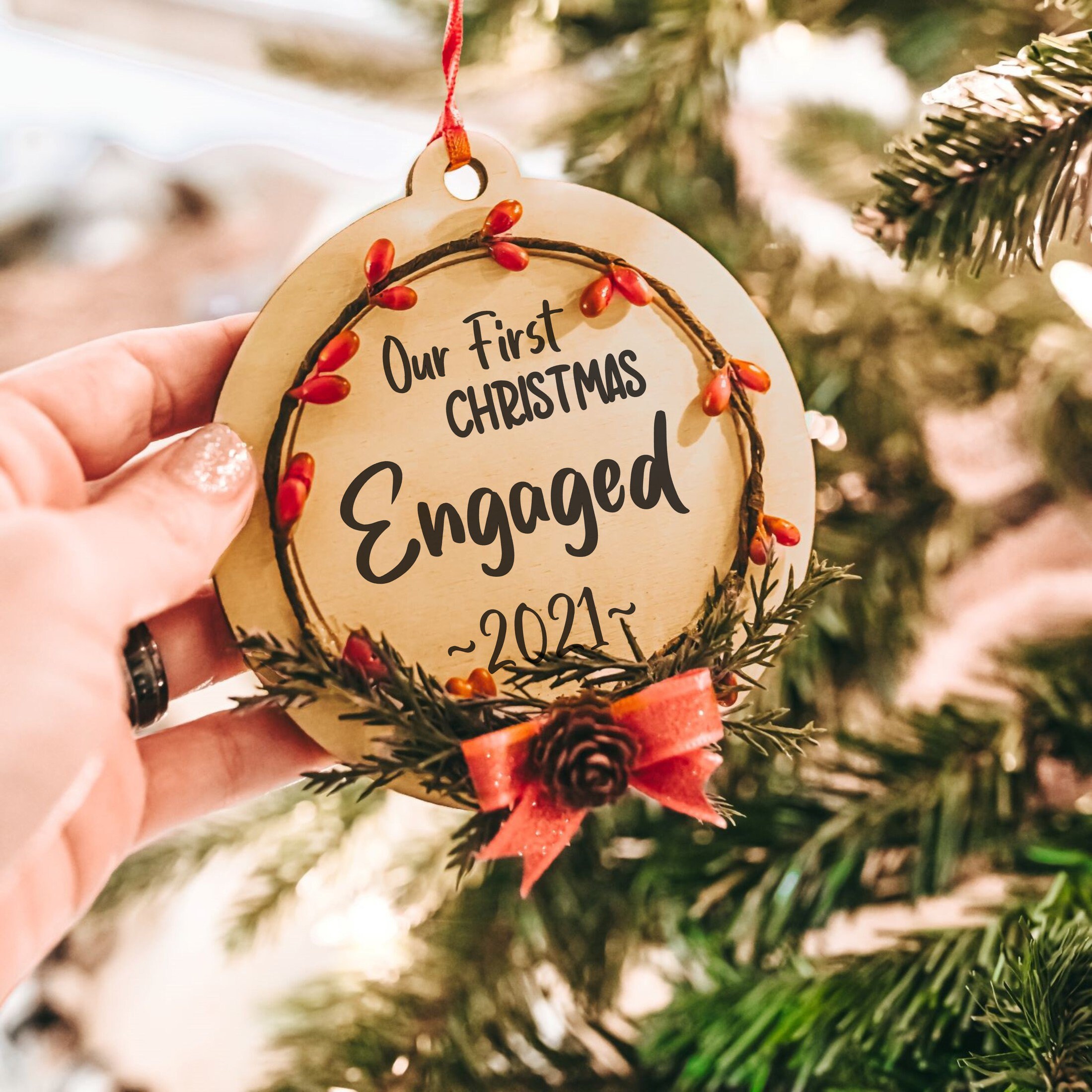 Engagement Ornament 2021 Our First Christmas Engaged | Etsy
