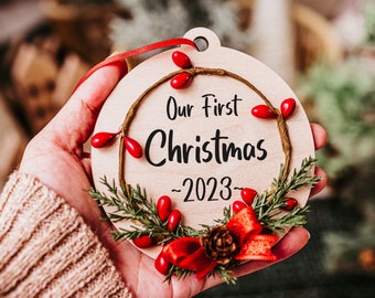 Our First Christmas Ornament 2024, Couples Ornament, First Christmas Together, Gift for Couple, Moving In Together Present, Gift with Box