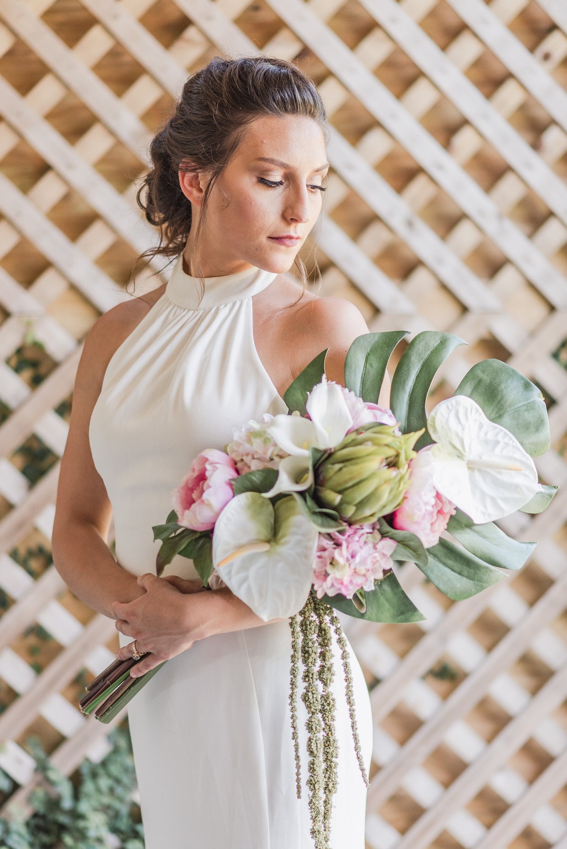 Tropical Bouquet for Beach Wedding Bouquet and Boutonniere Bridal Bouquet +Bout