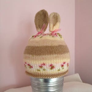 Bunny rabbit baby hat with ears knitting pattern DK pdf - instant download