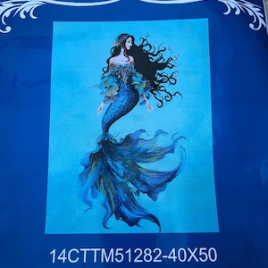 Mermaid siren underwater stamped cross stitch kit - 14 count - 40cm x 50cm
