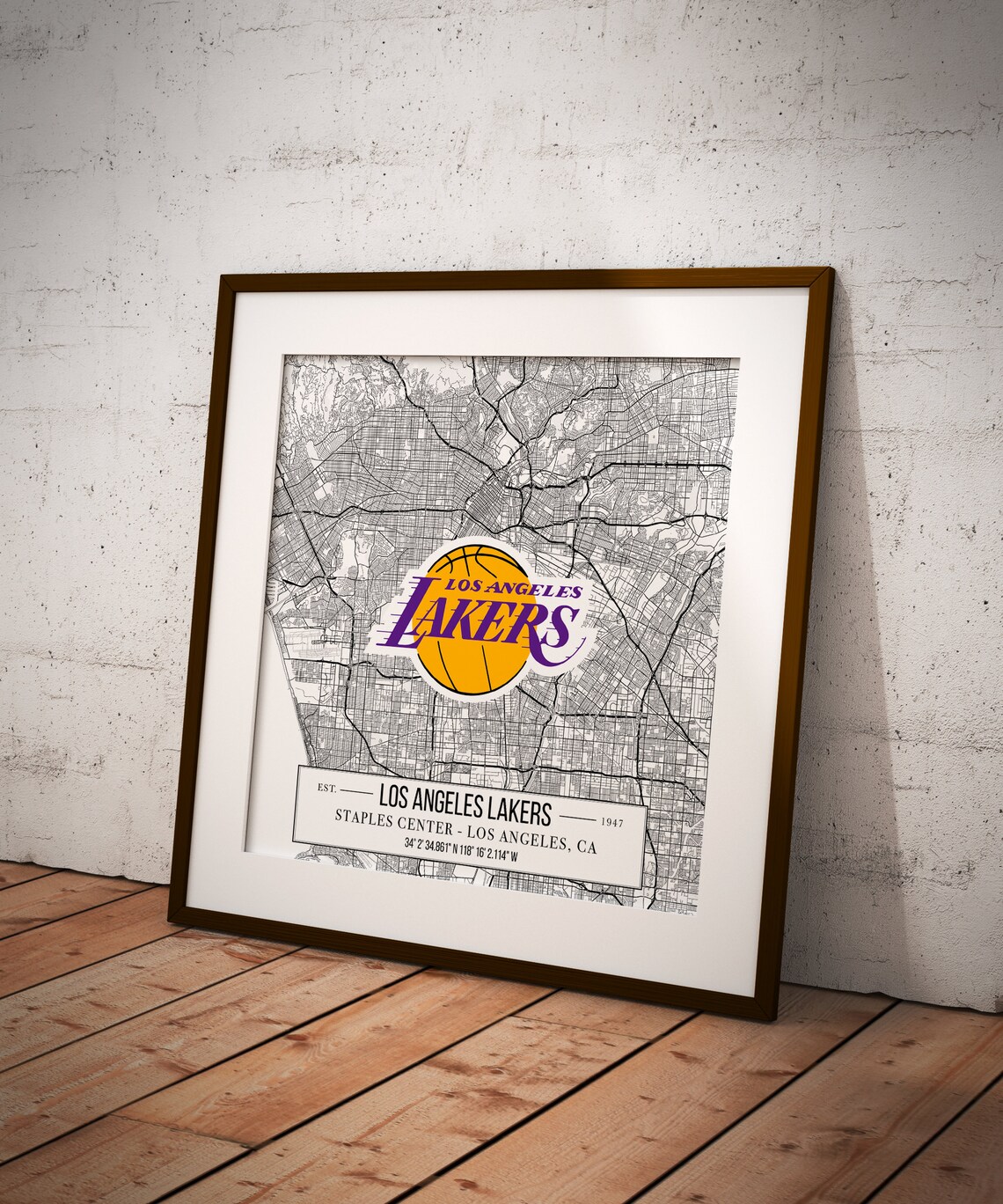 Los Angeles Lakers NBA Los Angeles Map Basketball Poster Etsy