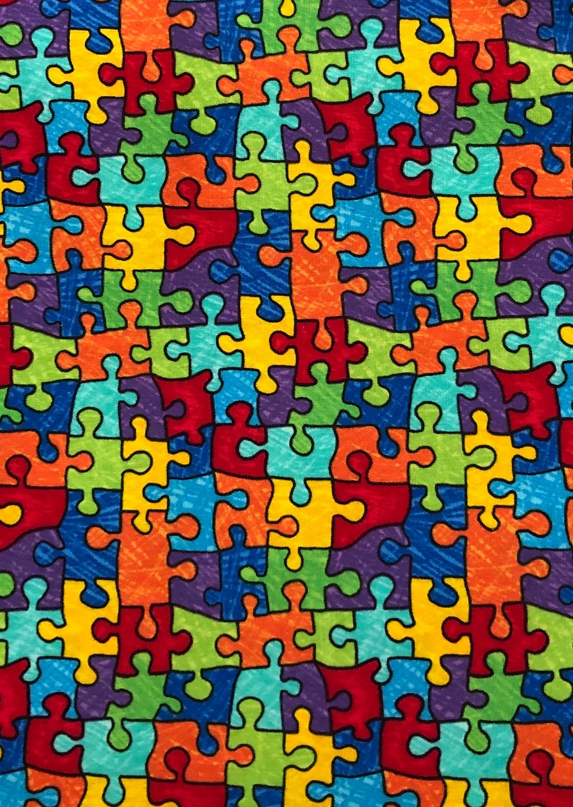 Puzzle Pieces Autism Awareness BRIGHT Multicolored 100 Etsy