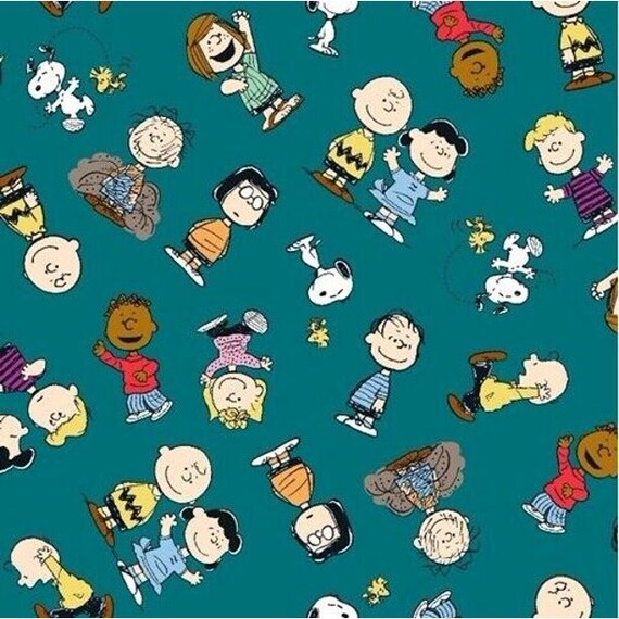 PEANUTS CHARACTERS GANG Charlie Brown Snoopy Woodstock Lucy Schroeder 100% Cotton Fabric 1/4 yard x 44 inches 1/4 yard 9 inches x 44 inches