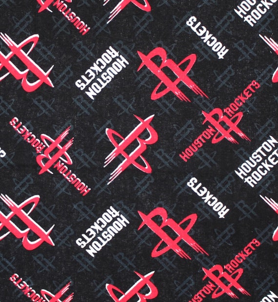 Houston Rockets 100% Cotton Fabric Allover LOGO Black 1/4 | Etsy