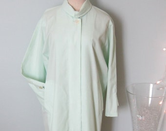 Cle des Zones.Plus Size light green duster coat or coat dress made of cotton blend.