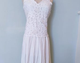 Vestido de verano de algodón blanco para novia, talla 4, vestido de novia informal con perlas.