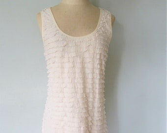 Free People A line Sun Dress in Stretch Lace Dress with Ruffles Size Medium. No buttons or zipper.Can be worn over a swimsuit.