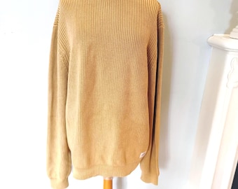 Mustard Yellow Cotton Knit Sweater, Long Sleeve (L/XL)