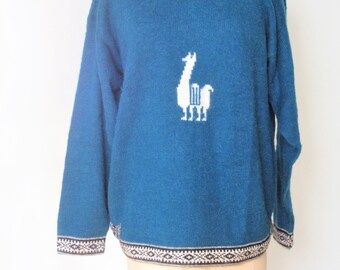 Blue Wool Pull Over Sweater Size Medium