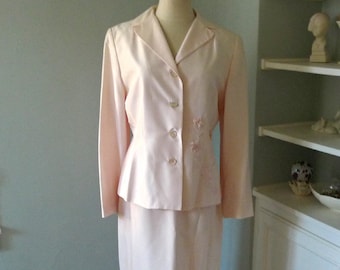 Pink Silk Suit with Long Skirt by Karen Stevens size Medium