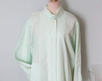 Coat Dress in Light Green Plus Size made of cotton blend.