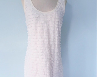 Free People Lace Mini Dress: Gold Sparkle, Soft Girl Ruffles, Size Medium