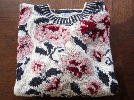 Cotton Sweater for the beach size large with Pink… - image 7