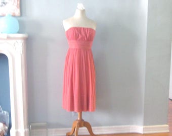 Y2K strapless silk dress in peach designed by J Crew small size