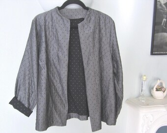 Plus Size Black and Grey Jacket without a collar. Light weight fabric size 2X