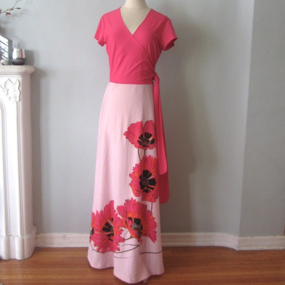 1960's Alfred Shaheen signed Maxi dress with Barb… - image 1