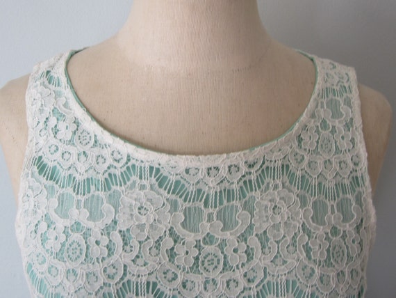White Cotton Lace Fit and Flare Dress by Elle siz… - image 2