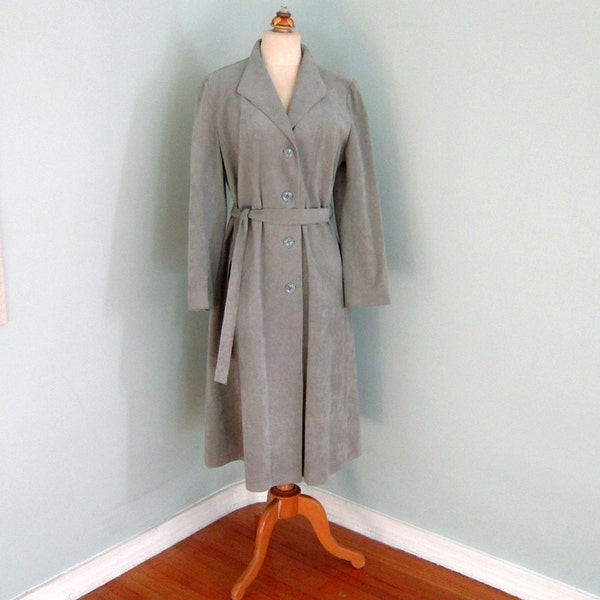 1970's Grey Coat , Ultra Suede Coat , Grey Coat .