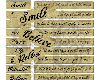 Inspirational Sayings Collage Sheet: Junk Journal & Scrapbooking (Digital Download)