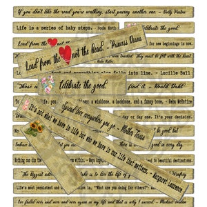 Positive Inspirational Sayings Mixed Media Journal Words, Inspirational Digital Collage Sheets, Printable Words, Junk Journal, Scrapbooking