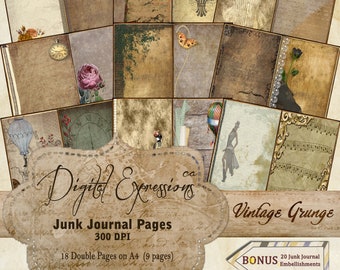 Vintage Steampunk Junk Journal Kit: Grunge Ephemera (Digital Paper)